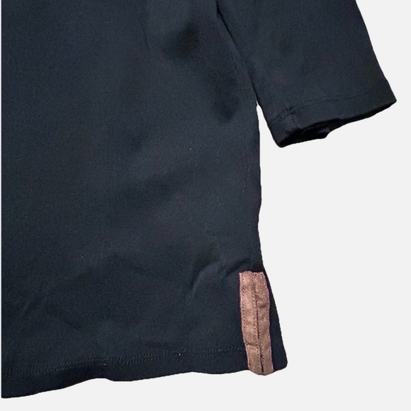 Women’s Lauren Ralph Lauren Black 3/4 Sleeve Shirt Brown Suede Neckline Size 1X - Picture 4 of 4